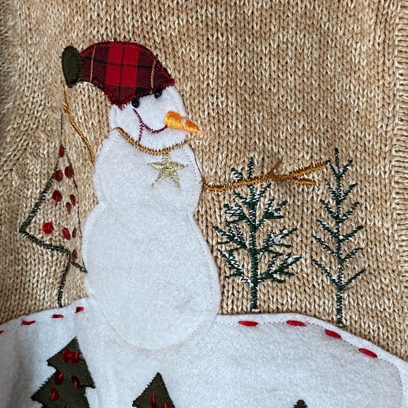 Women's Medium Tiara International Christmas Collection Sweater Snowman Cardigan - Picture 7 of 11